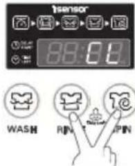 LG WF-T80FS - 3A Press both the RINSE button and the SPIN button simultaneously, and hold till "CL" blink. - 2