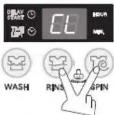 LG WF-T80FS - 3A Press both the RINSE button and the SPIN button simultaneously, and hold till "CL" blink. - 1