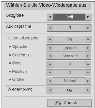 LG 32LD322H - ■ Auswahl von Video-Wiedergabe-Einstellungen - 1