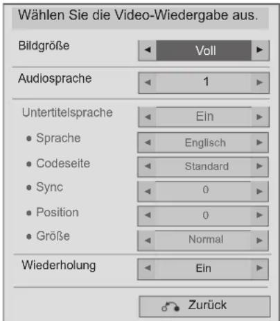 LG 32LD320B - ■ Auswahl von Video-Wiedergabe-Einstellungen - 1