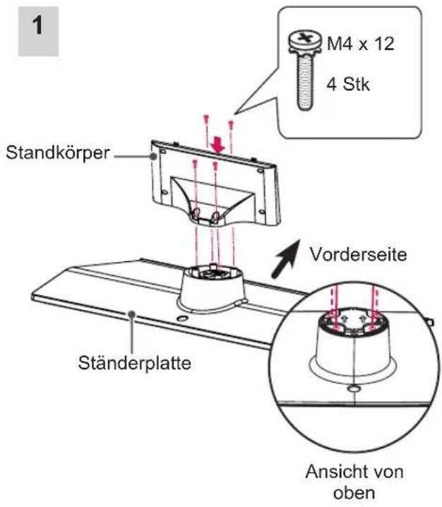 LG 22LT640H - Anbringen des Standfußes - 1