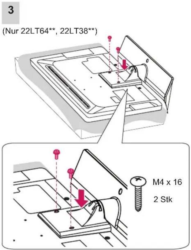 LG 22LT640H - Anbringen des Standfußes - 2