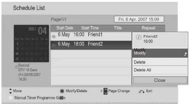 LG 37LE4508 - Button Function in Schedule List Mode - 8