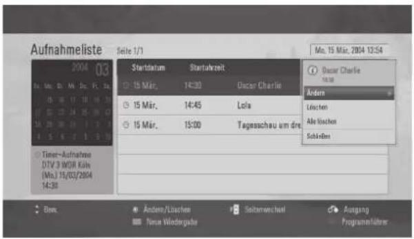 LG 42LD570 - Tastenfunktionen im Aufnahmelistenmodus - 1