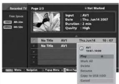 LG 4753FR - การเลือกรายการที่บันทึกและเมนูย่อย(Popup menu) - 3