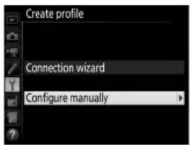 Create profile Connection wizard Configure manually
