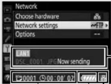 Network Choose hardware Network settings Options LAN1 DSC_0001.JPG Now sending 0001 00:00' 02