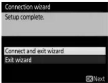 Connection wizard Setup complete. Connect and exit wizard Exit wizard OK Next