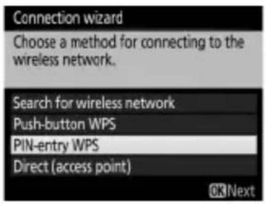 Connection wizard Choose a method for connecting to the wireless network. Search for wireless network Push-button WPS PIN-entry WPS Direct (access point) OKNext