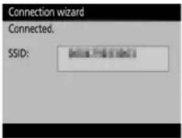 Connection wizard Connected. SSID: br>first br