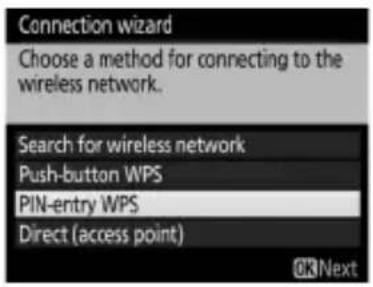 Connection wizard Choose a method for connecting to the wireless network. Search for wireless network Push-button WPS PIN-entry WPS Direct (access point) OKNext