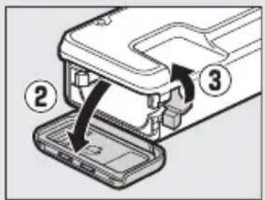 Diagram showing a device with labeled parts, including a drop and a numbered step indicator.