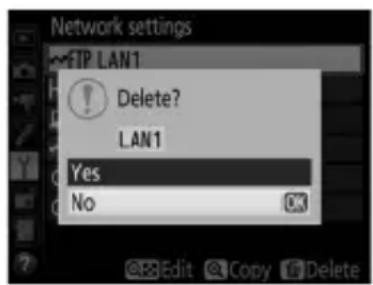 Network settings FTP LAN1 Delete? LAN1 Yes No