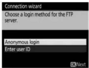 Connection wizard Choose a login method for the FTP server. Anonymous login Enter user ID
