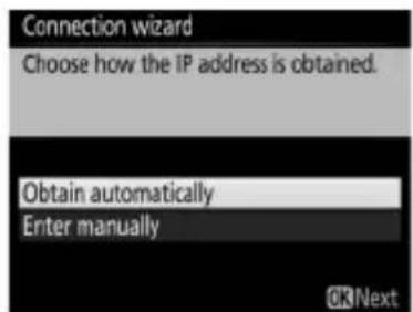 Connection wizard Choose how the IP address is obtained. Obtain automatically Enter manually ©KNext