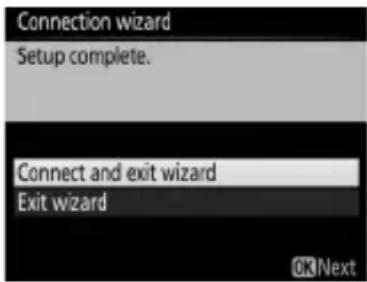 Connection wizard Setup complete. Connect and exit wizard Exit wizard OK Next