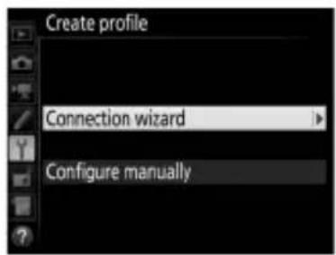 Create profile Connection wizard Configure manually