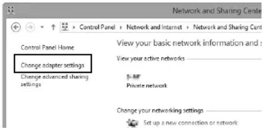 Network and Sharing Center Control Panel Home Change adapter settings Change advanced sharing settings View your basic network information and : View your active networks Private network Change your networking settings Set up a new connection or network