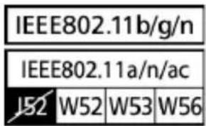 IEEE802.11b/g/n IEEE802.11a/n/ac J52 W52 W53 W56