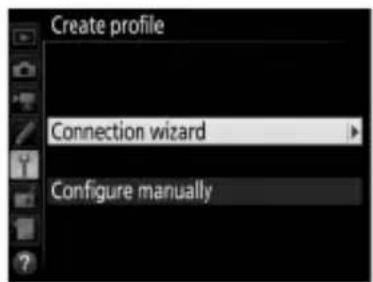 Create profile Connection wizard Configure manually