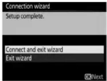 Connection wizard Setup complete. Connect and exit wizard Exit wizard OK Next