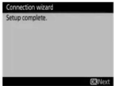 Connection wizard Setup complete. OKNext