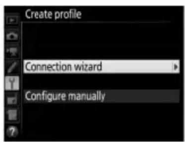 Create profile Connection wizard Configure manually