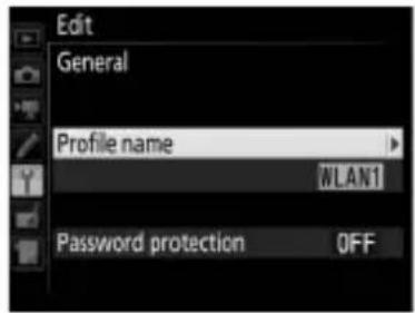 Edit General Profile name WLAN1 Password protection OFF