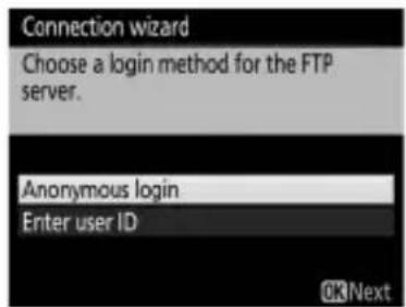 Connection wizard Choose a login method for the FTP server. Anonymous login Enter user ID