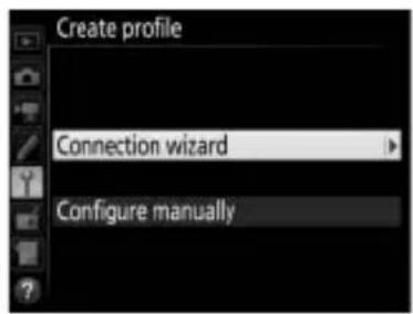 Create profile Connection wizard Configure manually