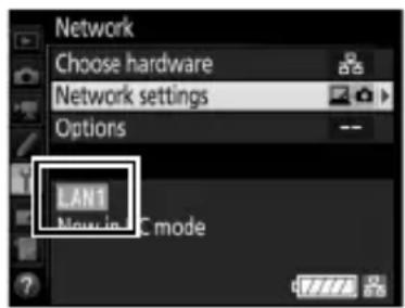 Network Choose hardware Network settings Options LAN1 New in C mode