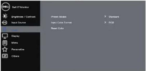 DELL P2720DC - Accessing the OSD menu - 8