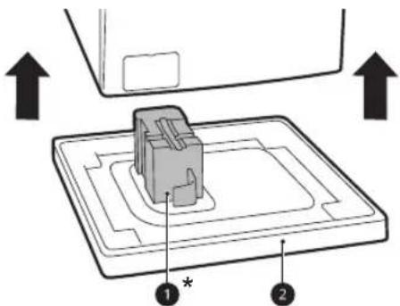 LG F4VT4W9KG - Abheben des Haushaltsgeräts von der Schaumstoffplatte der Verpackung. - 1