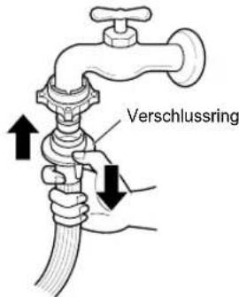 LG F14A8TDH2NH - Anschluss eines Schlauchs mit Schnellverschluss an einen Wasserhahn ohne Gewinde - 4