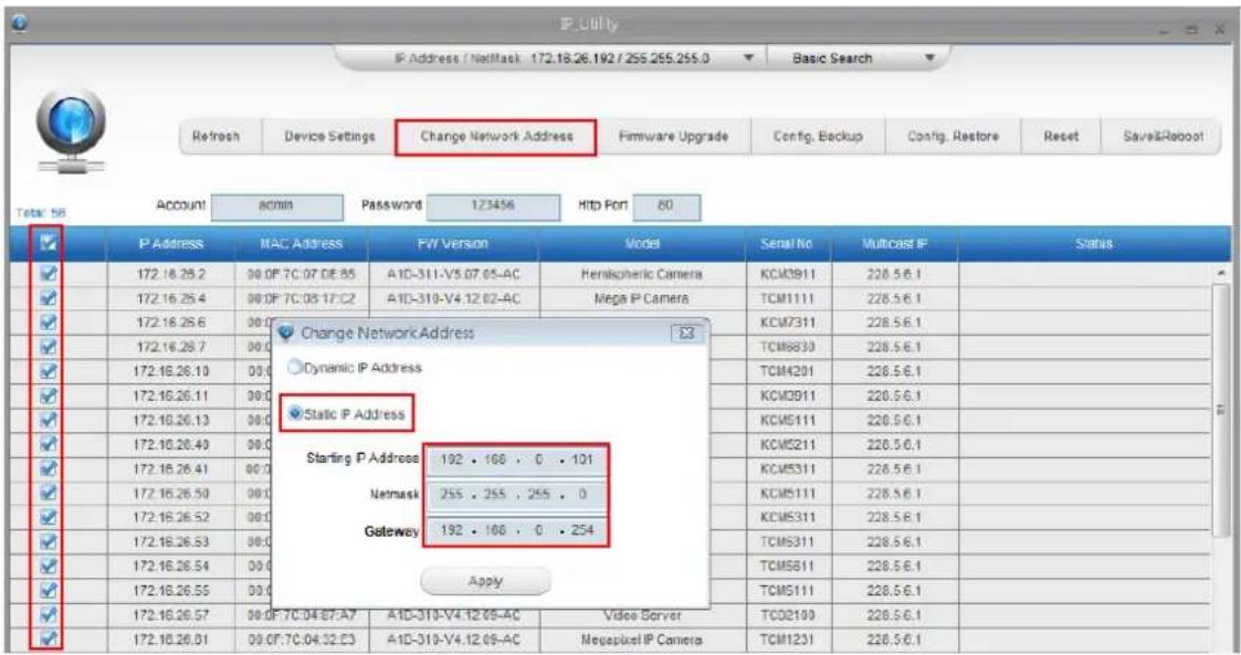 ACTi A74 - Manually adjust the IP addresses of multiple cameras: - 1