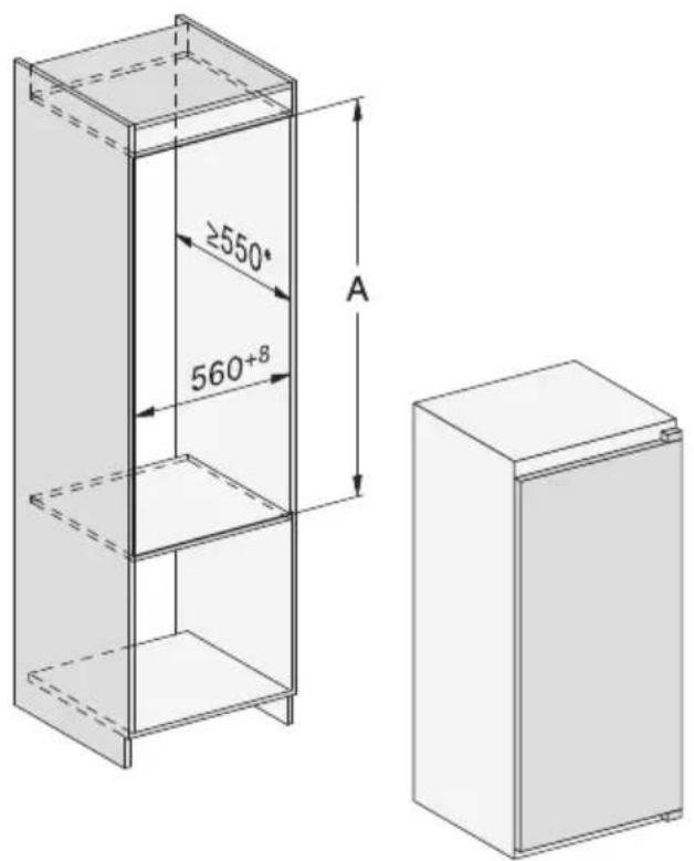 MIELE K 7304 E Selection - Einbau in einen Hochschrank/Seitenansicht - 1