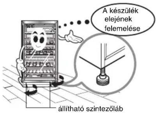A készülék elejének felemelése állítható szintezőláb