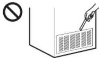 Diagram showing a hand holding a pen over a grid with a prohibition symbol nearby