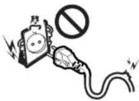 Safety warning illustration showing a plug with a fuse and no symbol indicating no hazard