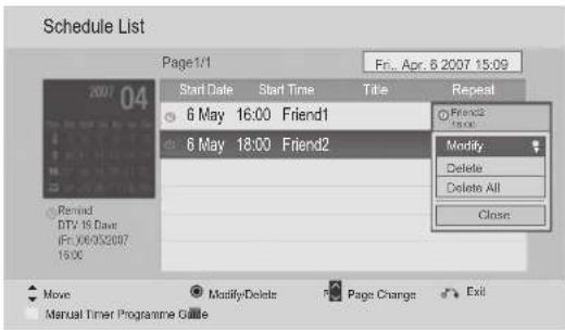 LG 32LD450C - Button Function in Schedule List Mode - 7