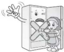 LG GL-549GEX4 - Do not touch food or containers at the freezer with wet hands. - 1