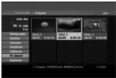 LG RH2T7 - Hinzufügen weiterer Titel/Kapitel zur Playliste VR RAM- - 1