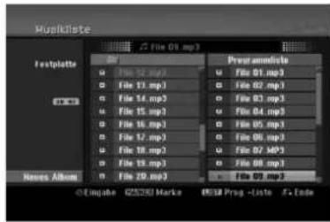 LG RH2T7 - Optionen im Menü Programmliste - 1