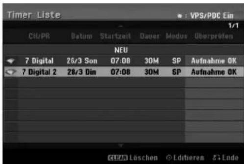 LG RH2T7 - Überprüfung der Timer- Aufnahme - 1