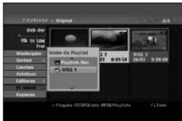LG RH2T7 - Hinzufügen weiterer Titel/Kapitel zur Playliste VR RAM- - 2