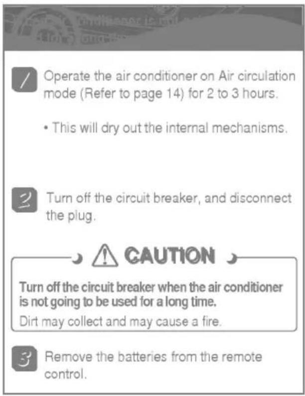 LG AS-H096RLA0 - When the air conditioner is not going to be used for a long time. - 1