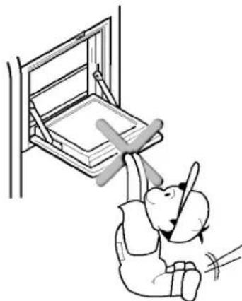 LG GR-L207TLJV - Nie schwere Gegenstände draufstellen oder Kinder damit schaukeln lassen. - 1