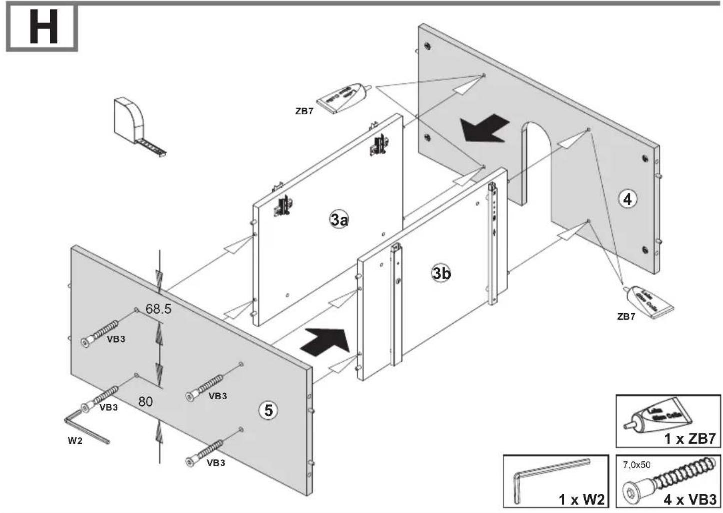 H ZB7 3a 4 3b 68.5 VB3 VB3 80 W2 VB3 5 ZB7 1 x ZB7 1 x W2 7,0x50 4 x VB3