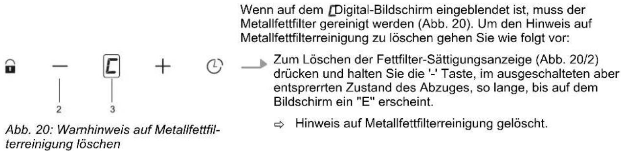 SILVERLINE Flow-In Intern FLIK 854 ESK - Fettfilter-Sättigungsanzeige löschen - 1