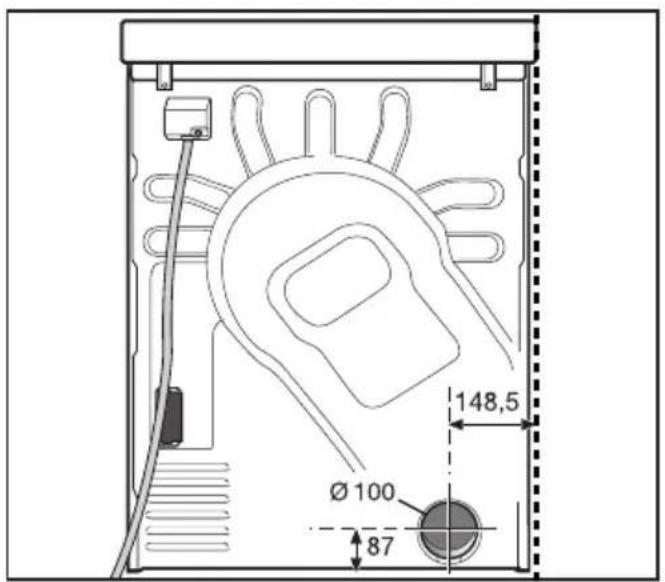 MIELE PT 5186 XL - Bemaßung Abluftanschluss - 2